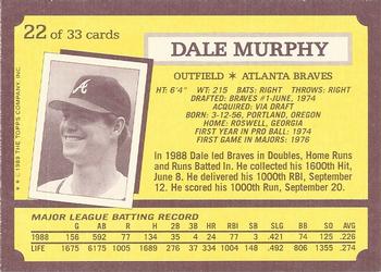 1989 Topps Kay-Bee Superstars of Baseball #22 Dale Murphy Back