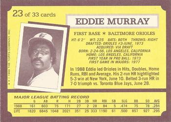 1989 Topps Kay-Bee Superstars of Baseball #23 Eddie Murray Back
