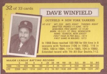 1989 Topps Kay-Bee Superstars of Baseball #32 Dave Winfield Back