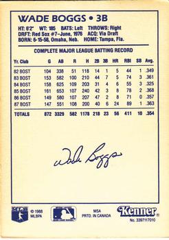 1988 Kenner Starting Lineup Cards #3397117010 Wade Boggs Back