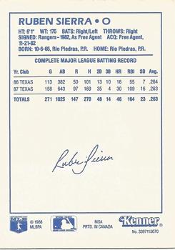 1988 Kenner Starting Lineup Cards #3397115070 Ruben Sierra Back