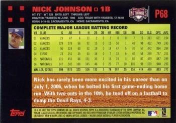 2007 Topps Pepsi #P68 Nick Johnson Back