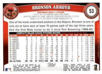 2011 Topps Opening Day #53 Bronson Arroyo Back