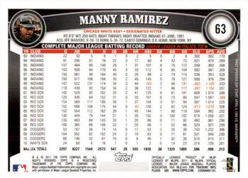 2011 Topps Opening Day #63 Manny Ramirez Back