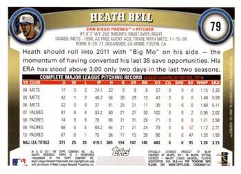 2011 Topps Opening Day #79 Heath Bell Back