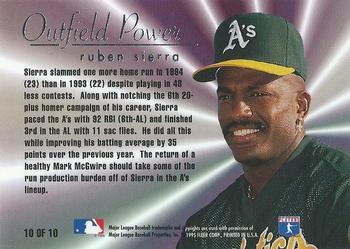 1995 Flair - Outfield Power #10 Ruben Sierra Back