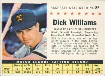 1961 Post Cereal (F278-33) #86 Dick Williams Front