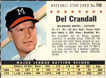 1961 Post Cereal (F278-33) #110 Del Crandall Front