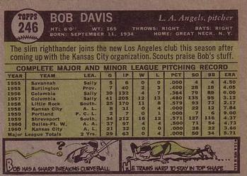 1961 Topps #246 Bob Davis Back