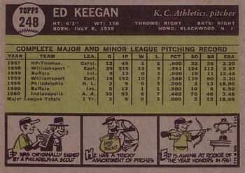 1961 Topps #248 Ed Keegan Back