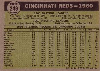 1961 Topps #249 Cincinnati Reds Back