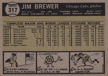 1961 Topps #317 Jim Brewer Back