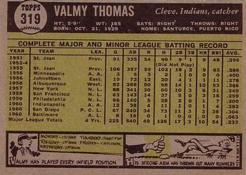 1961 Topps #319 Valmy Thomas Back