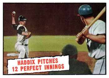 1961 Topps #410 Haddix Pitches 12 Perfect Innings Front