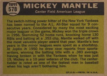 1961 Topps #578 Mickey Mantle Back