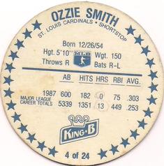 1988 King B Discs #4 Ozzie Smith Back