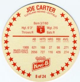1989 King B Discs #8 Joe Carter Back