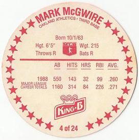 1989 King B Discs #4 Mark McGwire Back