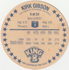 1990 King B Discs #5 Kirk Gibson Back