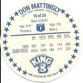 1990 King B Discs #14 Don Mattingly Back