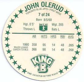 1991 King B Discs #7 John Olerud Back