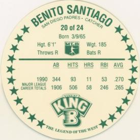 1991 King B Discs #20 Benito Santiago Back