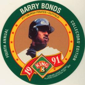 1991 King B Discs #21 Barry Bonds Front