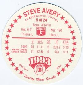 1993 King B Discs #5 Steve Avery Back