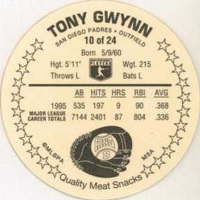 1996 King B Discs #10 Tony Gwynn Back