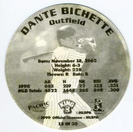 1999 Pacific King B Discs #13 Dante Bichette Back