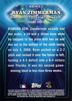 2011 Topps - Blue Diamond #BDW21 Ryan Zimmerman Back