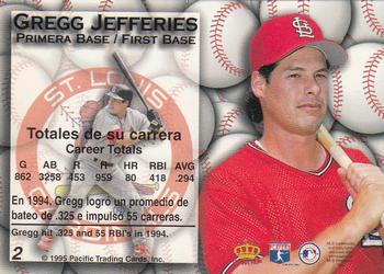 1995 Pacific - Gold Prisms #2 Gregg Jefferies Back