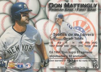 1995 Pacific - Gold Prisms #10 Don Mattingly Back