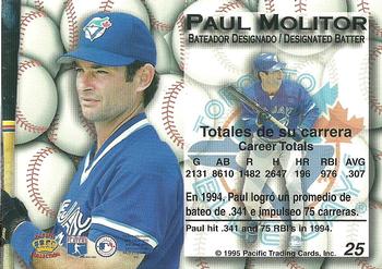 1995 Pacific - Gold Prisms #25 Paul Molitor Back