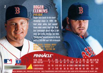 1995 Pinnacle #2 Roger Clemens Back