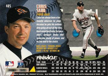 1995 Pinnacle #405 Chris Sabo Back