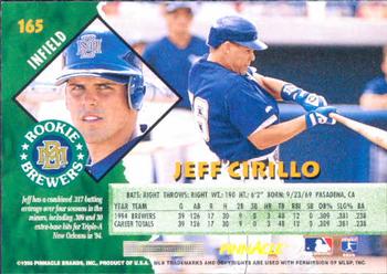 1995 Pinnacle #165 Jeff Cirillo Back