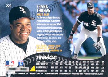 1995 Pinnacle #226 Frank Thomas Back