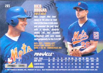 1995 Pinnacle #265 Rico Brogna Back