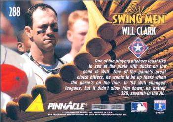 1995 Pinnacle #288 Will Clark Back