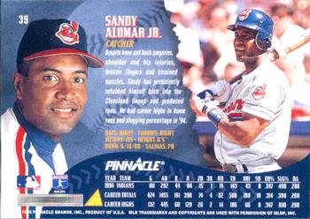 1995 Pinnacle #39 Sandy Alomar Jr. Back