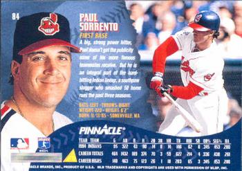1995 Pinnacle #84 Paul Sorrento Back