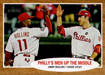 2011 Topps Heritage #72 Philly's Men Up the Middle (Jimmy Rollins / Chase Utley) Front