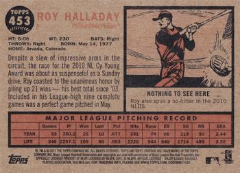 2011 Topps Heritage #453 Roy Halladay Back