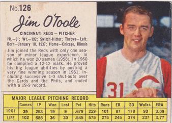 1962 Jell-O #126 Jim O'Toole Front