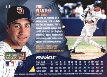 1995 Pinnacle - Museum Collection #214 Phil Plantier Back