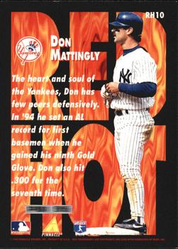 1995 Pinnacle - Red Hot #RH10 Don Mattingly Back