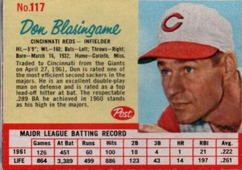 1962 Post Cereal #117 Don Blasingame Front
