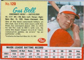 1962 Post Cereal #120 Gus Bell Front