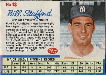 1962 Post Cereal #13 Bill Stafford Front